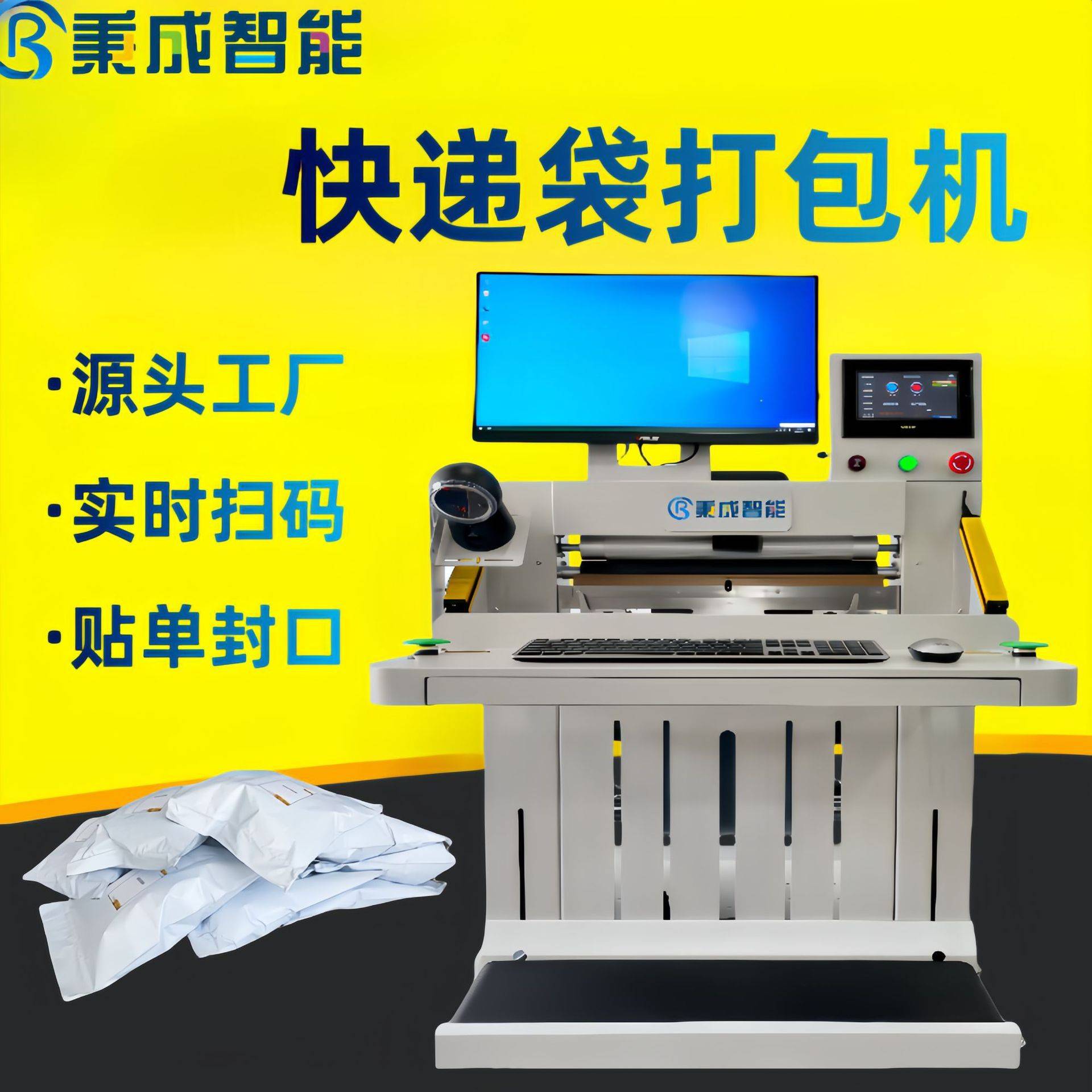 纯电动快递打包机实时打印贴单封口机包装机快递电商鞋服打包机