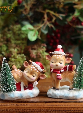 奇趣世界圣诞梅花鹿情D侣摆件 送礼气氛装饰