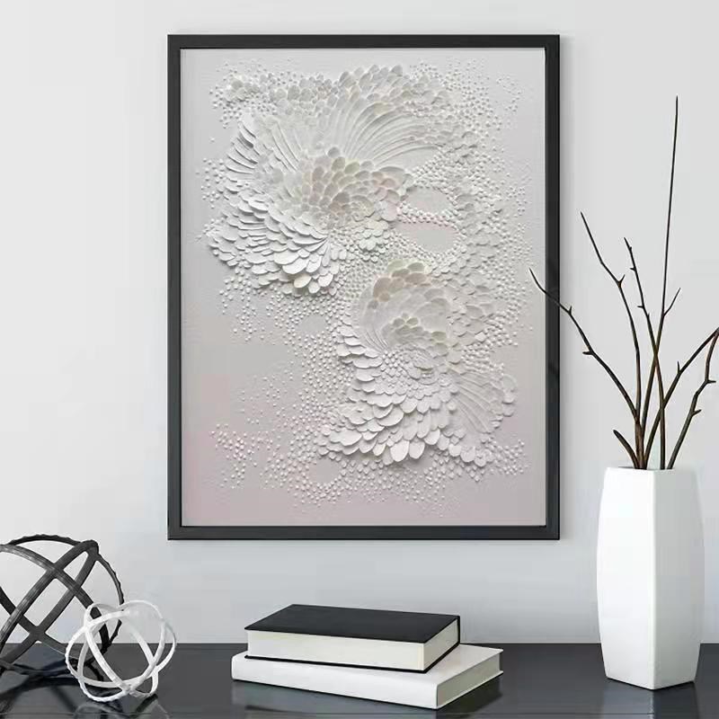 纯手工剪纸装饰画立体浮雕实物画现代抽象O简约图案客厅沙发挂画图片