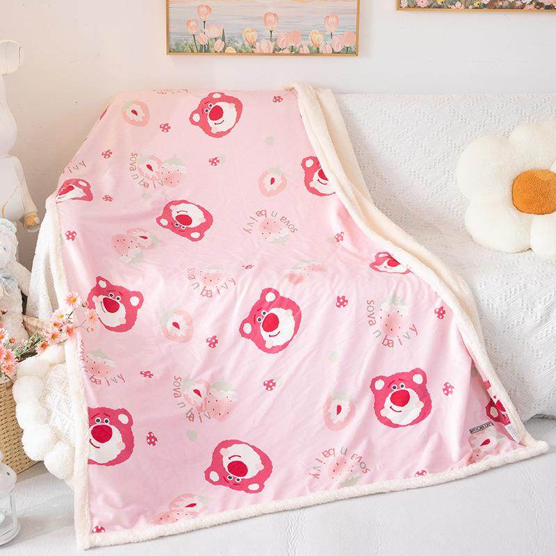 草莓熊冬季两面长方形休闲便携式睡觉携带冬被毛毯,乐器/吉他/钢琴/配件,其它乐器配件,淘宝优惠券,粉丝福利购,淘宝优惠卷