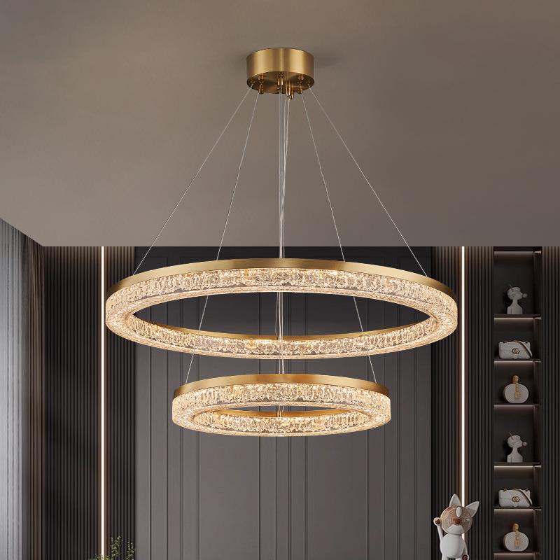 轻奢风格卧室圆环圈吊灯 样板间客厅酒店餐厅LED装饰灯具中山厂家