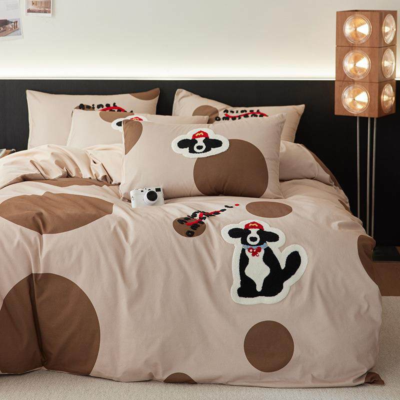 简约A类100长绒棉磨毛四件套全棉纯棉加厚床单被套床笠款床上用品