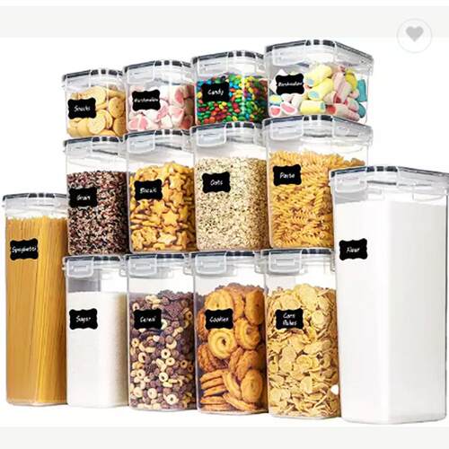 现货五谷杂粮储物罐PP收纳保鲜盒塑料透明密封罐厨房用品14件分装