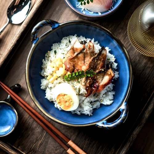 饭盘个人专用漂亮餐盘特别好看的饭碗家用2025新款陶瓷双耳碗餐具