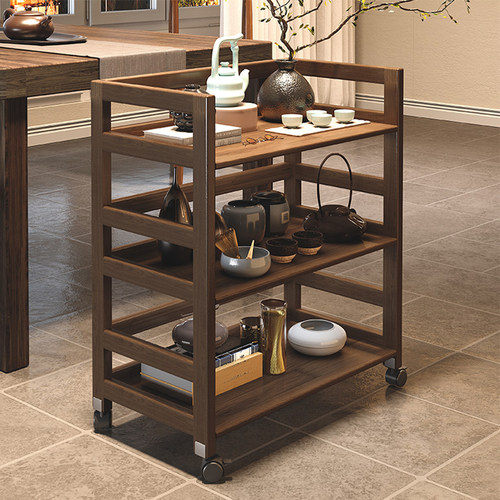 新中式实木茶柜置物架可移动茶叶架木架展示架小型博古架茶室柜子