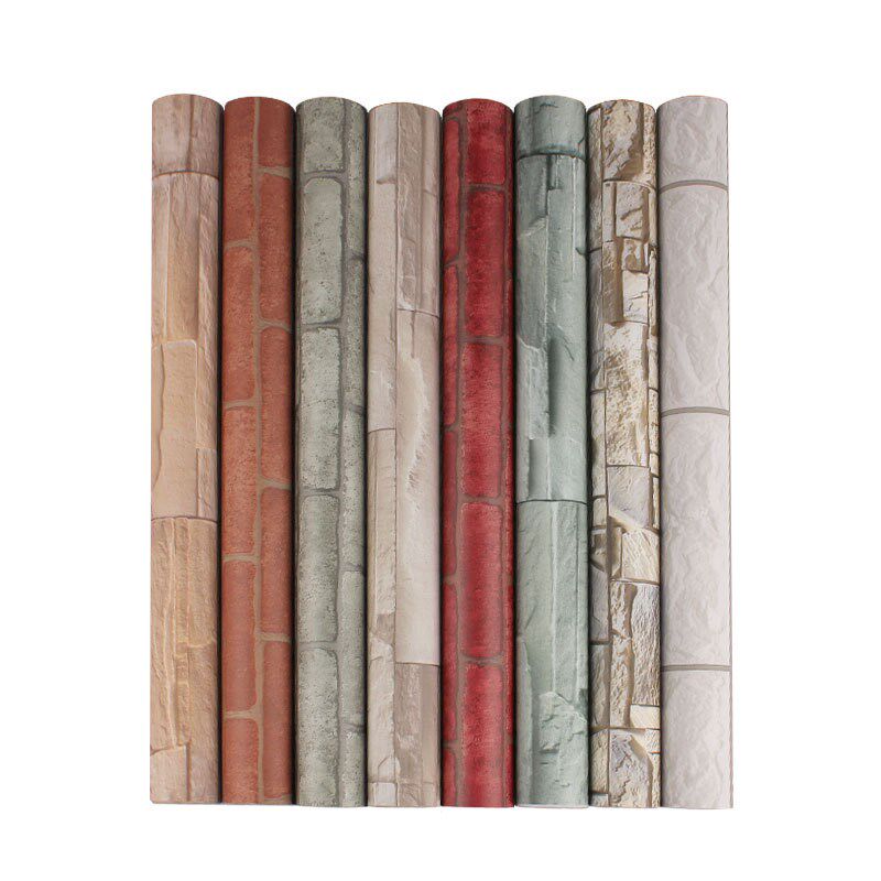 PVC自粘砖纹墙贴复古防水墙纸3D加厚石纹厨房餐厅商店自贴壁纸