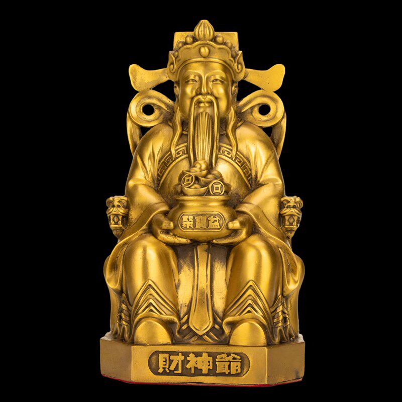 纯铜财神爷佛像摆件家用供奉店铺开业铜像招财比干文财神财帛星君