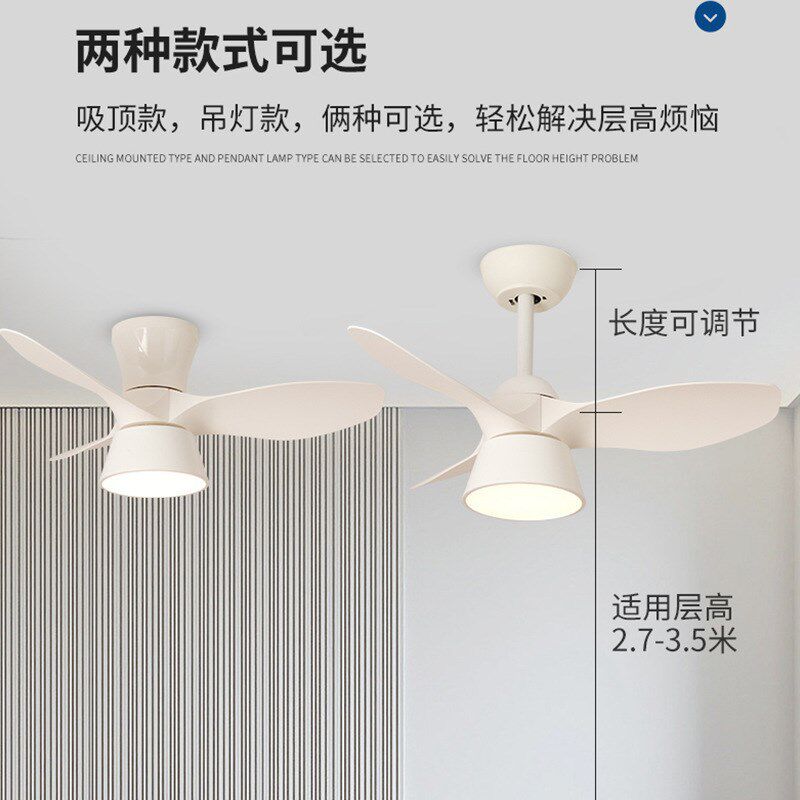 吸顶风扇灯厨房阳台过道儿童房小吊扇书房卧室餐厅带风扇吊灯一体