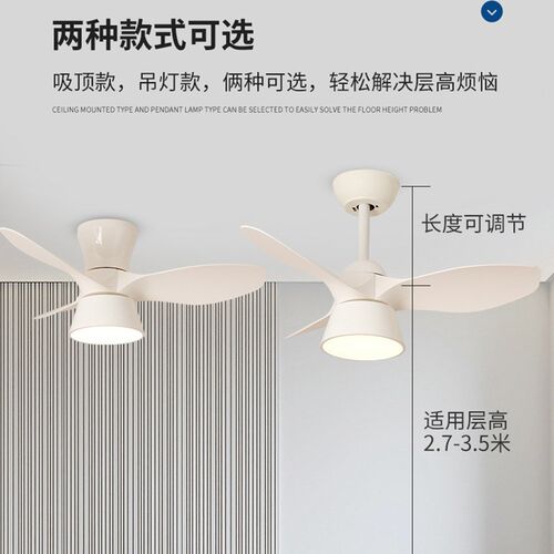 吸顶风扇灯厨房阳台过道儿童房小吊扇书房卧室餐厅带风扇吊灯一体
