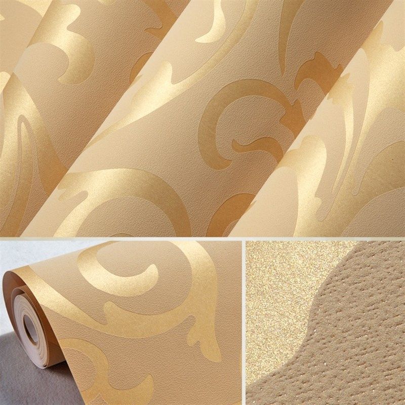 厂家欧式莨苕叶墙纸卧室客厅电视背景墙壁纸无纺布钩花壁纸