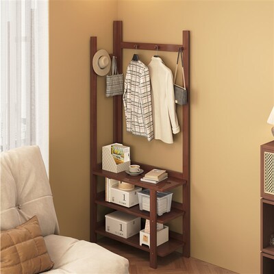 实木落地式挂衣架家用卧室2025新款衣帽架床边窄小床头置物收纳柜