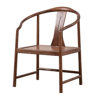 北美黑胡桃木圈椅围椅茶桌茶台主人位茶椅新中式实木靠背椅太师椅