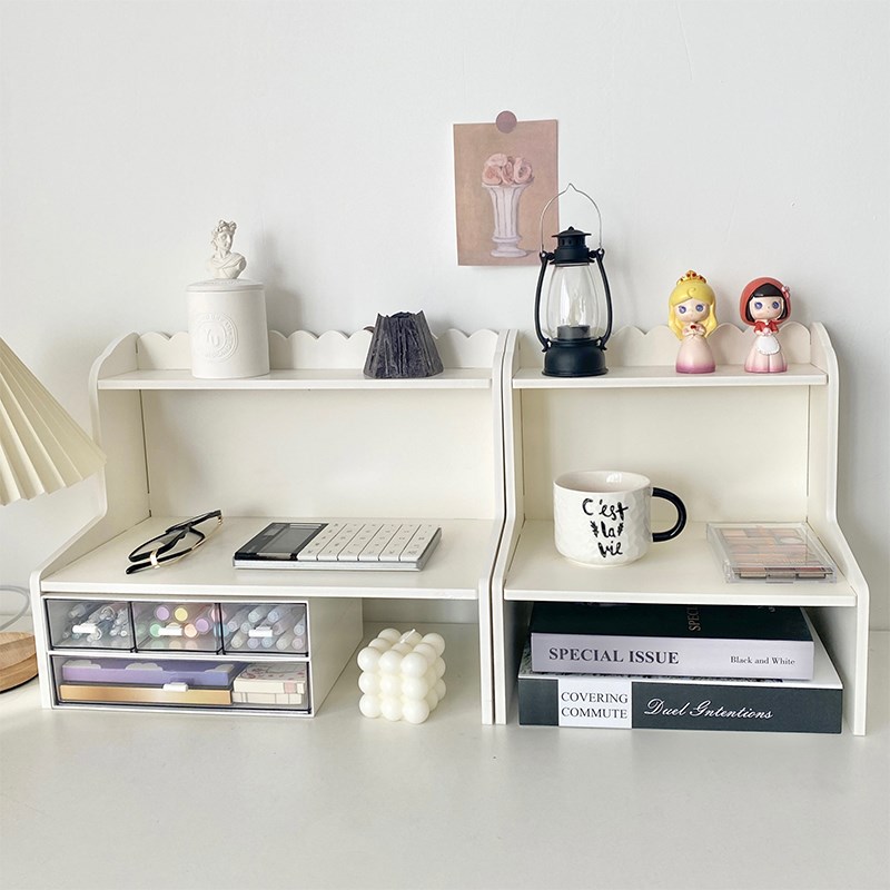 桌面置物架多层木质办公室电脑桌上增高架学生化妆品护肤品整理架