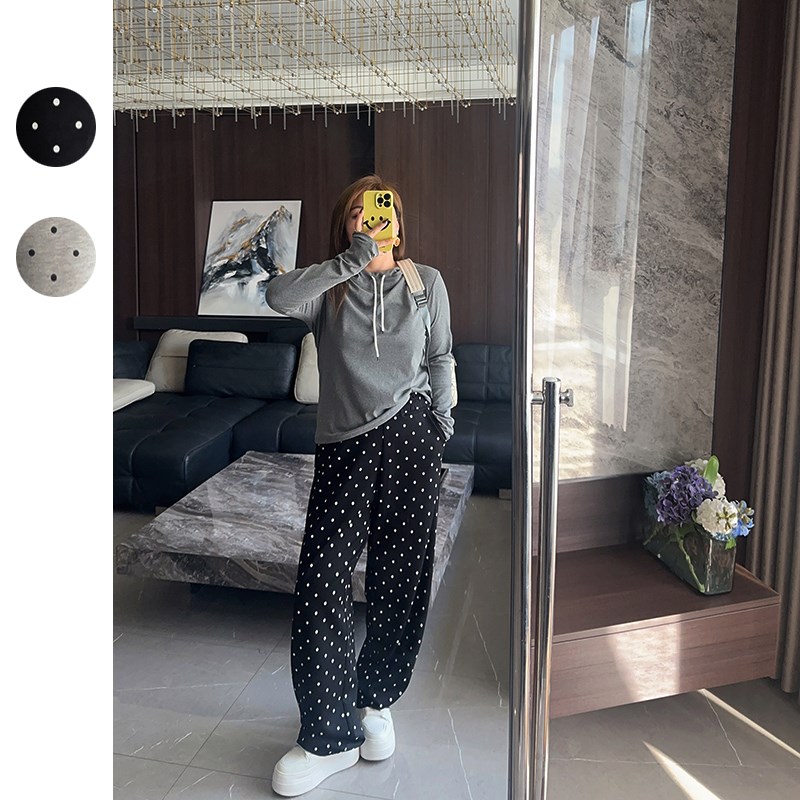 大码女装胖mm2024年秋冬装新款圆点休闲阔腿慵懒风长休闲弯刀裤子