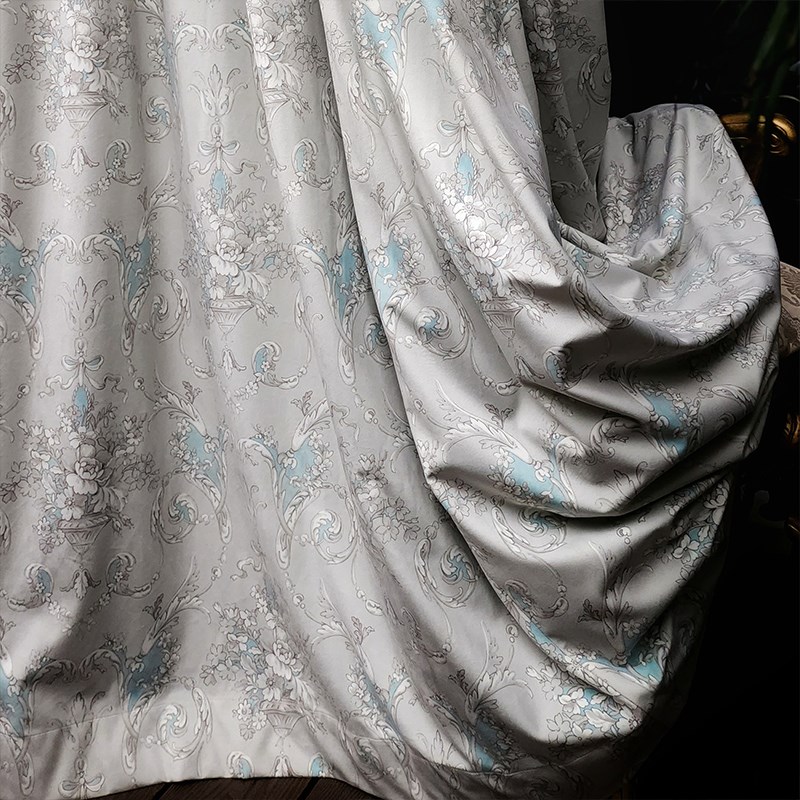 法式绒布窗帘高端客厅卧室全遮光高级感高档丝绒防风保暖美式乡村