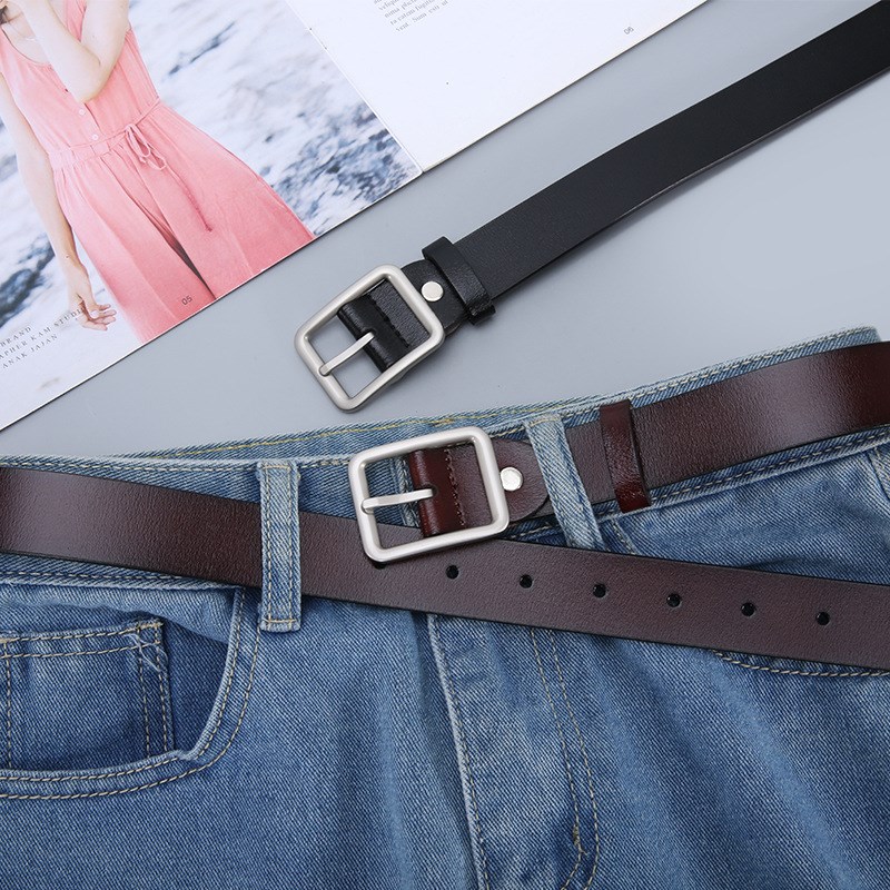 方扣女士皮带2024新款腰带装饰真皮配西装牛仔裤女款简约百搭裤带