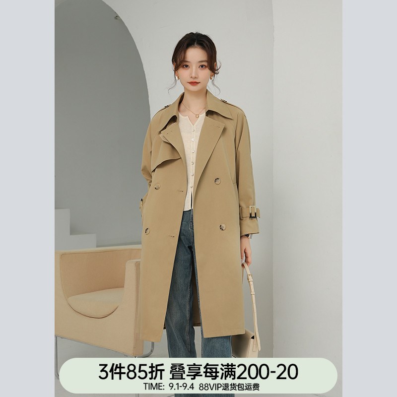 奈格薇儿小个子风衣外套女春秋2024新款超好看中长款英伦风大衣