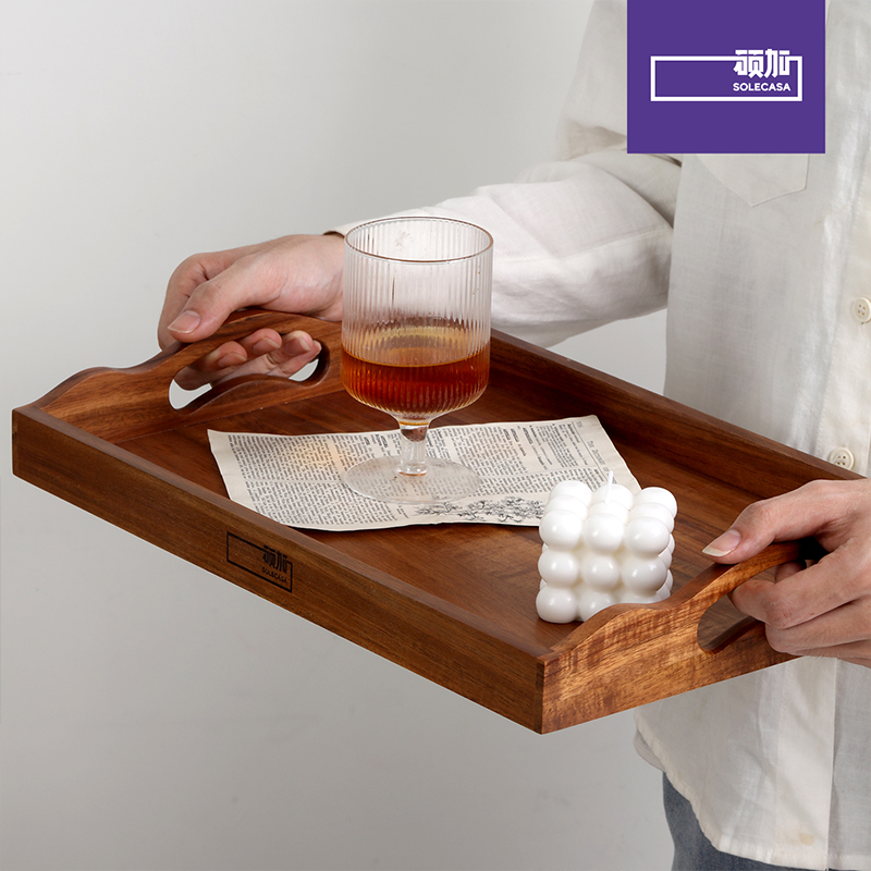 硕加相思木双耳餐用托盘手工收纳