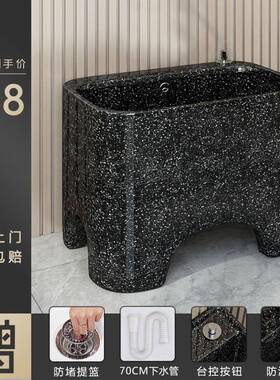 Dzp陶瓷黑色阳台拖把池室外庭院拖布地盆高脚户外仿古洗拖墩布池