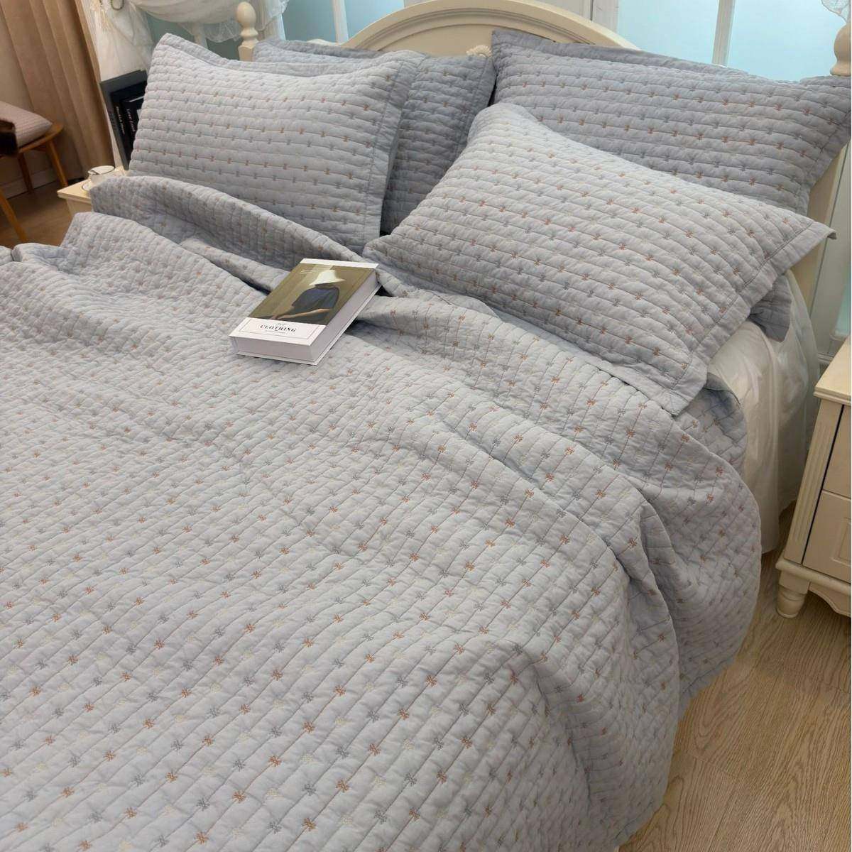 全棉柔软棉纱榻榻米床盖三件套新款纯棉加厚床单人四季通用炕盖垫