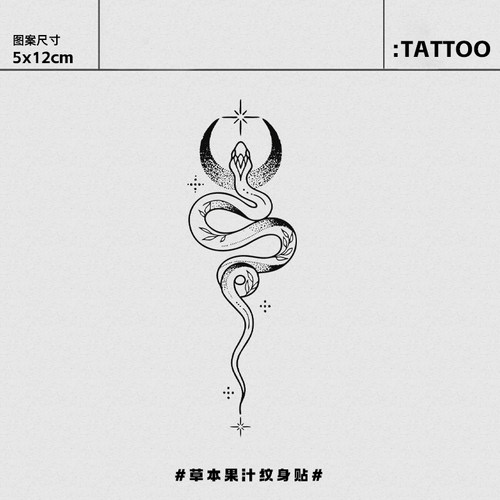 星芒月蛇草本纹身贴半永久防水