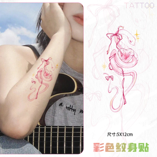 蜕爱羽化 新款彩色纹身贴个性创意多巴胺贴纸蝴蝶爱心粉色蛇ins风