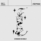 简约ins风贴纸 半永久防水高颜值刺青男女同款 烛星 草本纹身贴新款