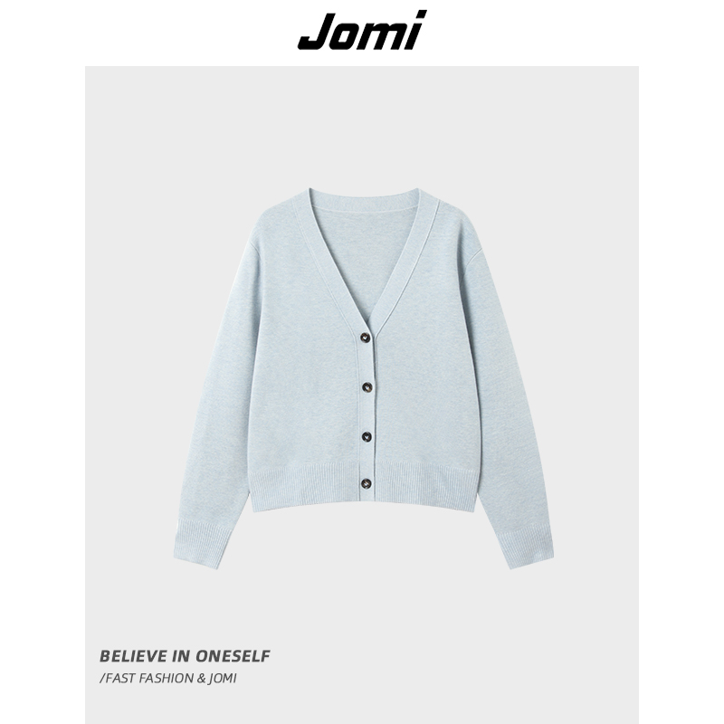 《仙仙专属》春季简约V领单排扣针织衫J9424C10274