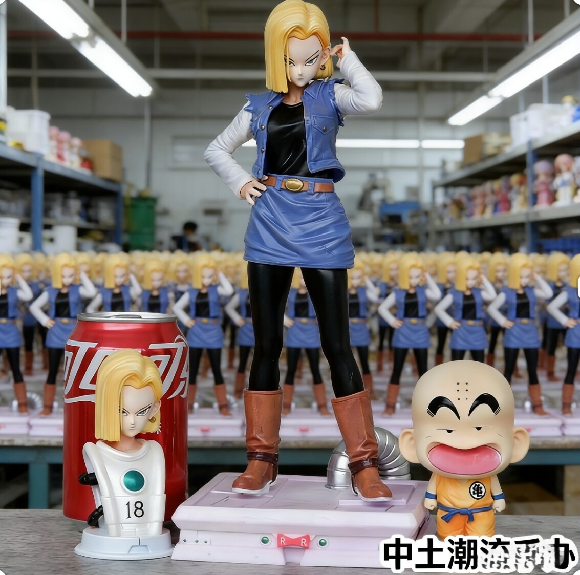 七龙珠人造人18号送小克林18号半身像双头雕手办模型动漫周边摆件