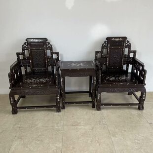 红木家具卷书头龙椅非洲黑檀木宝座椅太师椅中式实木仿古休闲椅