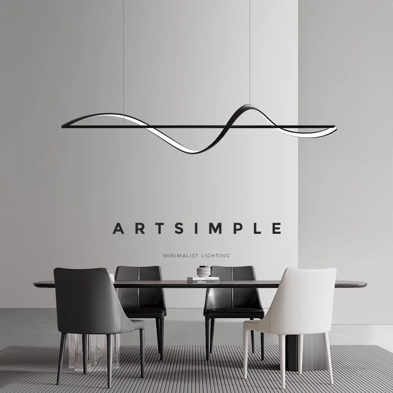 全铜现代简约餐厅吊灯轻奢餐桌灯C意式极简饭厅吊灯长条灯北欧灯