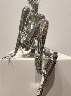 空山基女神电镀摆件简约现代抽象人物雕塑办公室S客厅家居软装饰