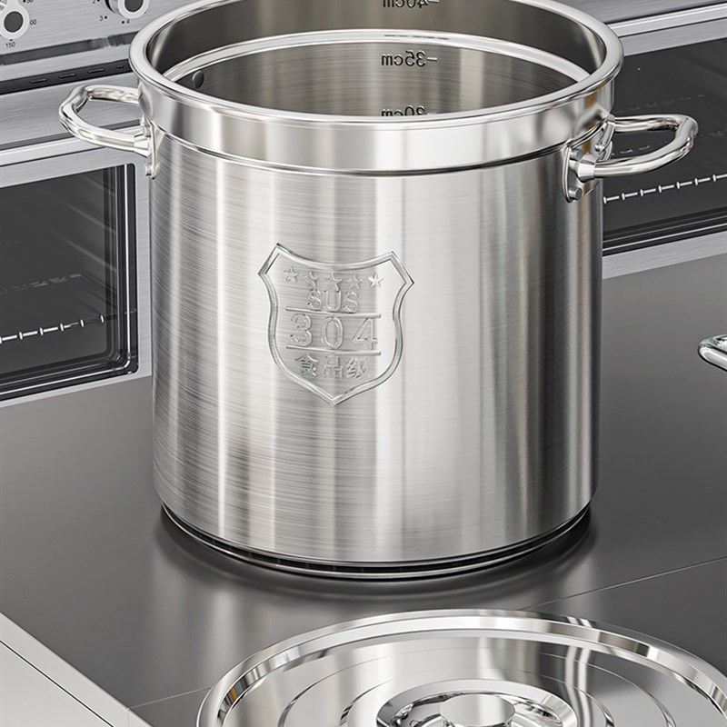翅片节能汤桶g304加厚大容量汤锅卤水覆底圆桶不锈钢燃气灶商用桶