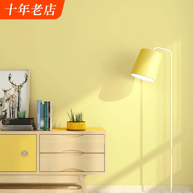 黄檗色壁纸纯色h素色客厅卧室餐厅现代简约北欧暖黄色电视背景墙