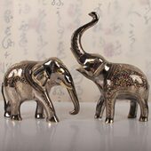 新疆巴基斯坦铜器手工大象玄关居家样板情侣对象工艺品摆件 包邮