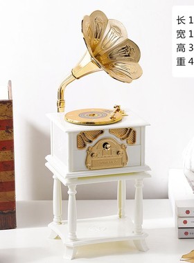 仿古古典喇叭留声机复古音乐盒 家饰摆件 创意礼物 带座架