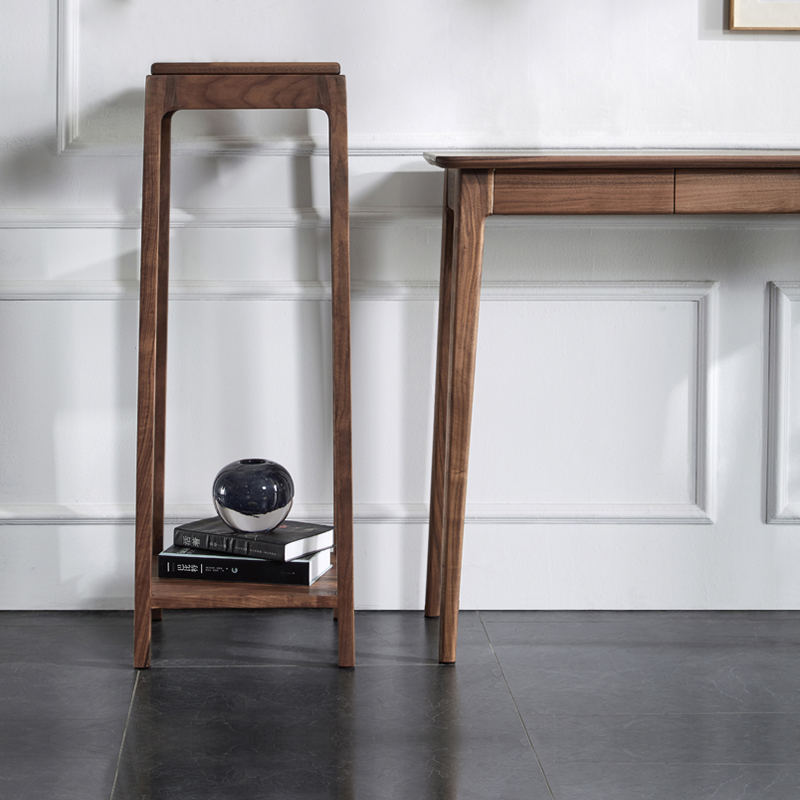 北美黑胡桃实木花架子客s厅置物家用新中式花几多层盆景栽轻奢落