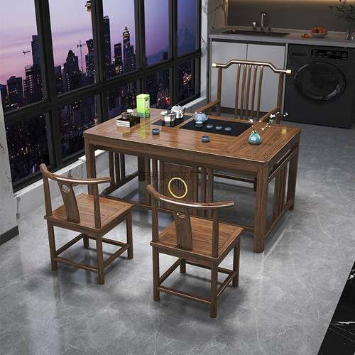 Hx2新中式实木茶桌椅组合办公室家用茶桌一体一整套功夫泡茶台茶