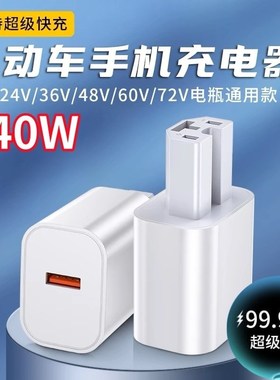 电动车手机充电器快充12V48V60V72伏通用快充转换器Uusb车载充插