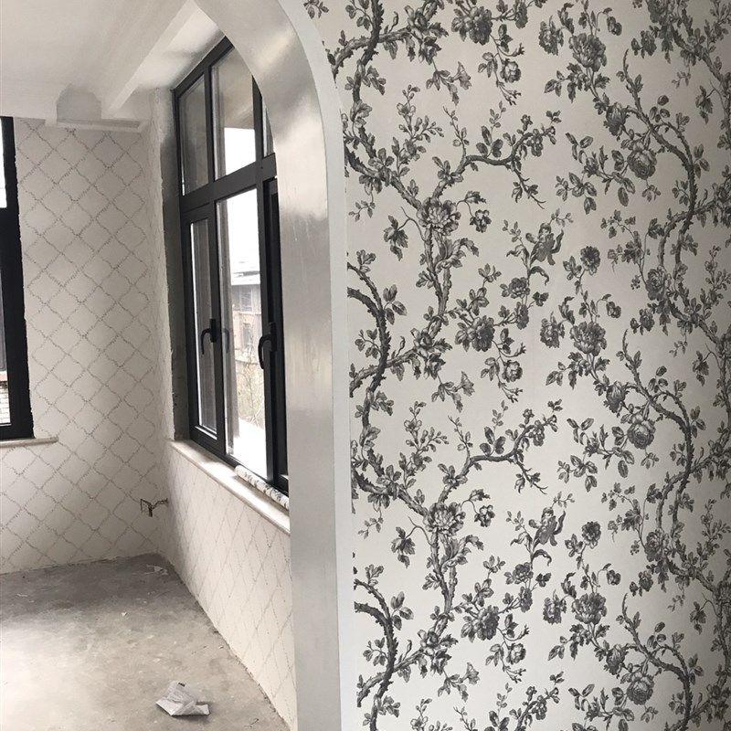 现货美国进口纯纸墙o纸个性枝蔓花鸟玄关电视沙发卧室背景墙壁纸