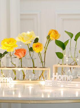 北欧风个性创意i绿萝水培玻璃插花小花瓶办公室房间客厅装饰品摆