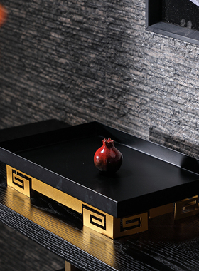 新中式样c板房售楼部客厅书房茶几托盘摆件角几餐桌果盘铁艺软装