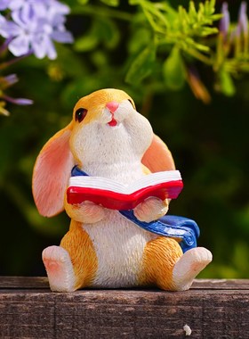 创意可爱兔d子多肉微景观花盆装饰品办公室桌面解压车载小摆件礼