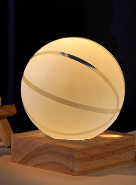 足球篮球水晶球h小夜灯摆件办公室书房桌面装饰品送男朋友生日礼