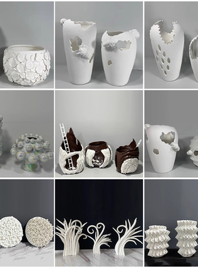 简约现代抽e象几何陶瓷装饰摆件样板间售楼处展示台酒店异型软装