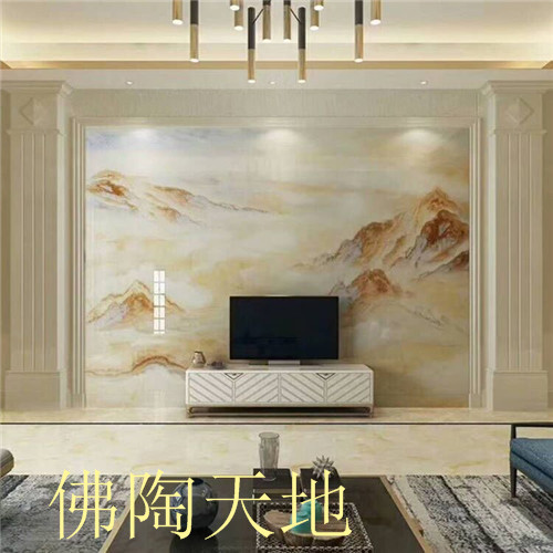 欧式轻奢大理石罗m马柱 电视背景墙微晶石瓷砖石材电视墙装饰边框