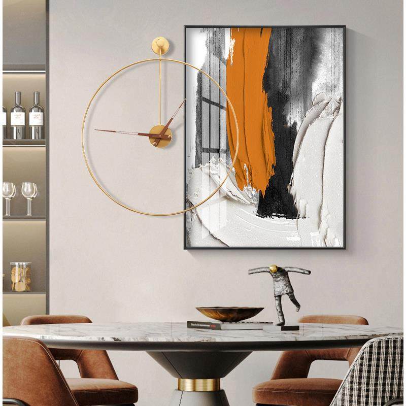 轻奢抽象餐厅装饰画带钟表客厅玄关过道走廊创意组合挂画钟饰壁画