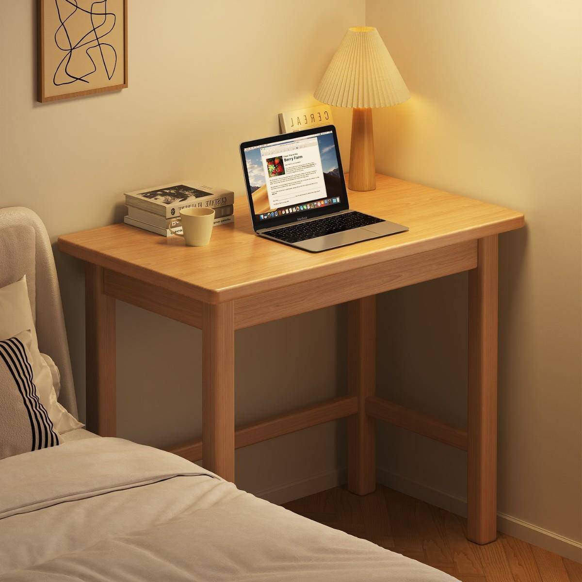 实木书桌学生家用写字学习桌卧室电脑桌办公桌长方形小桌子床边桌