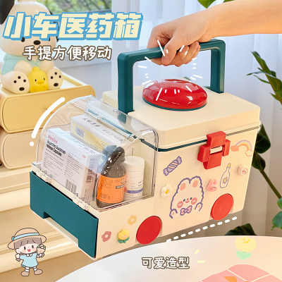 家用收纳箱可爱药品收纳盒儿童桌面药G箱宝宝药物箱子医药箱家庭
