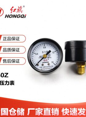 红旗仪表Y-40Z螺纹M10*1压力表轴向2.5级0-1.6mpa不带边水气压表